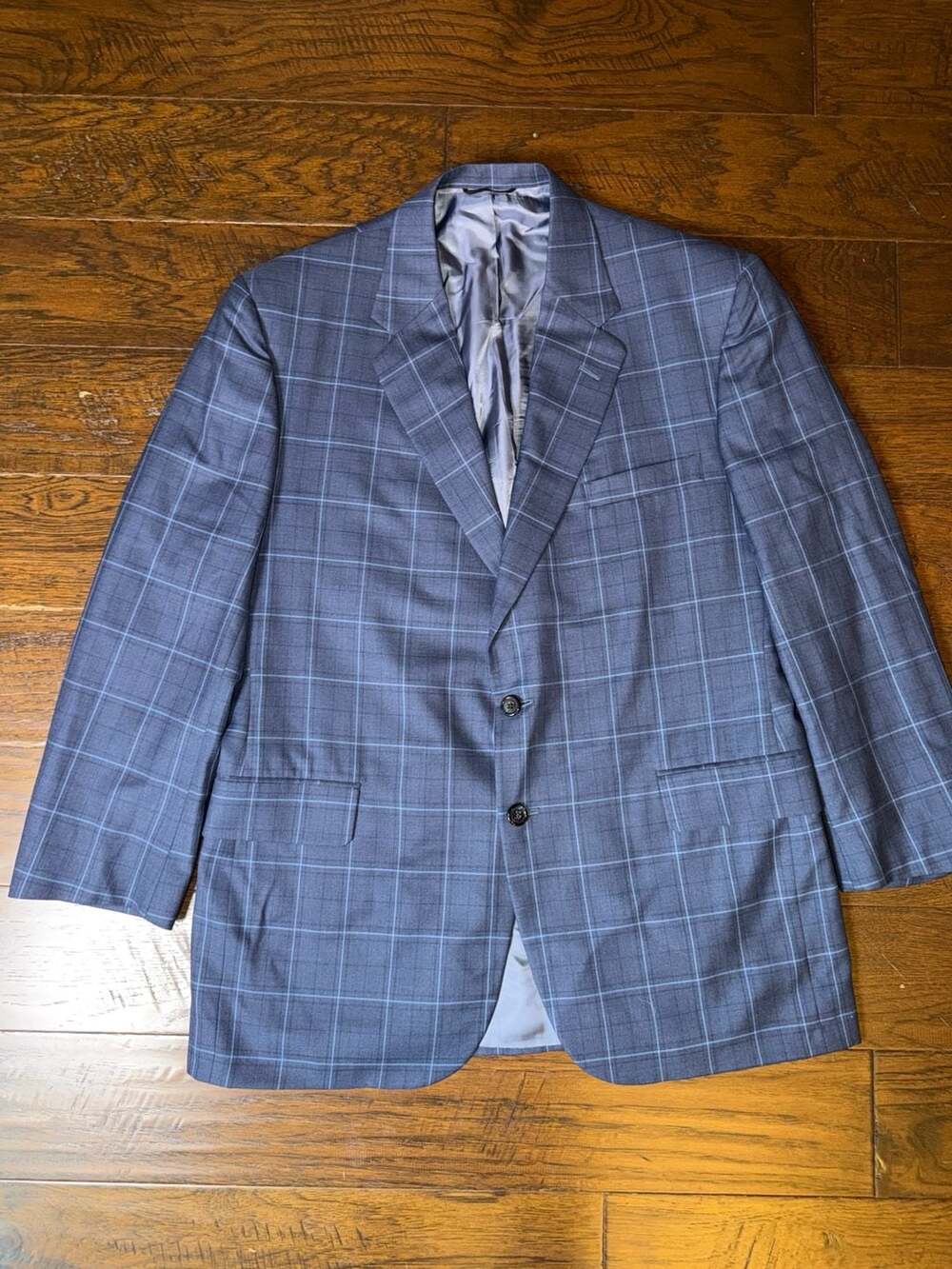 Royal Classic Custom Blue Plaid Two-Button Blazer Jacket 44R